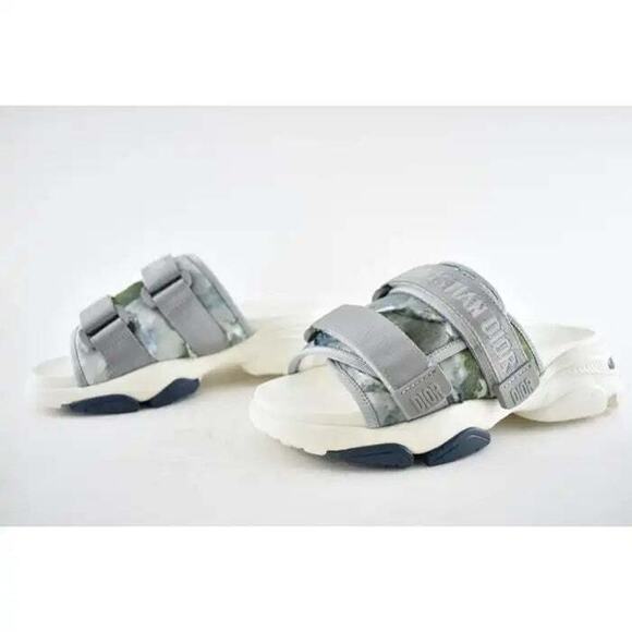 Dior D-Wander Blue Shaded Camouflage Platform Logo Slide Mule Flat Sandal 35.5 - Picture 7 of 8